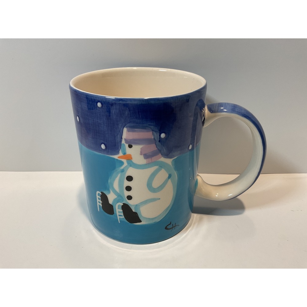 Le Gourmet Chef Snowman Mug 2002 Hand Painted Ceramic Holiday Coffee Tea Cup